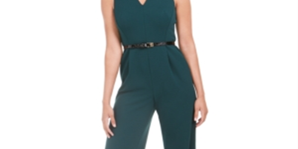 Macacão Calvin Klein Feminino Gola V com Cinto Verde Tamanho 4-P