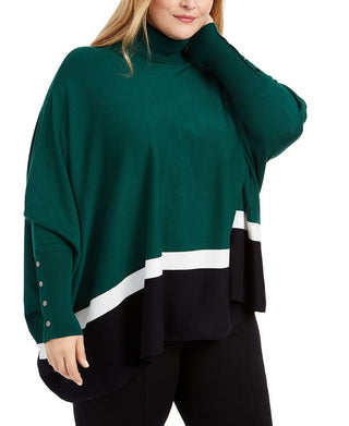 Poncho Alfani Plus Colorblock Feminino Verde Tamanho 4XL