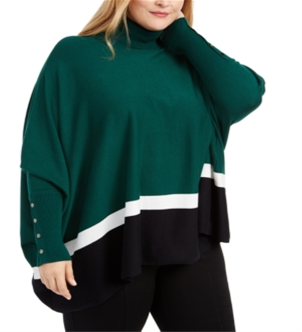Poncho Alfani Feminino Colorblock Verde Tamanho -2X