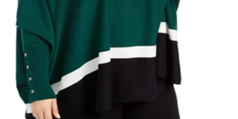 Poncho Alfani Feminino Colorblock Verde Tamanho -2X