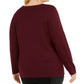 Suéter feminino plus size com lantejoulas e gola redonda, INC International Concepts, vinho, tamanho 1X