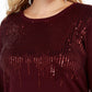 Suéter feminino plus size com lantejoulas e gola redonda, INC International Concepts, vinho, tamanho 1X
