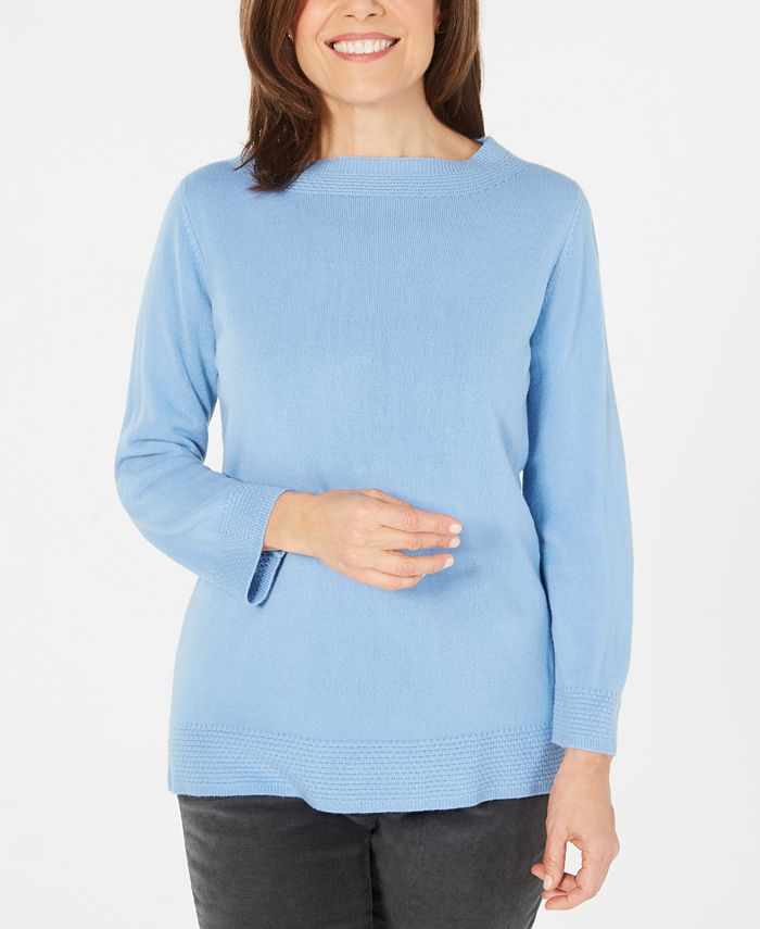 Karen Scott Suéter Feminino Gola Bateau Manga Longa Azul Tamanho XS