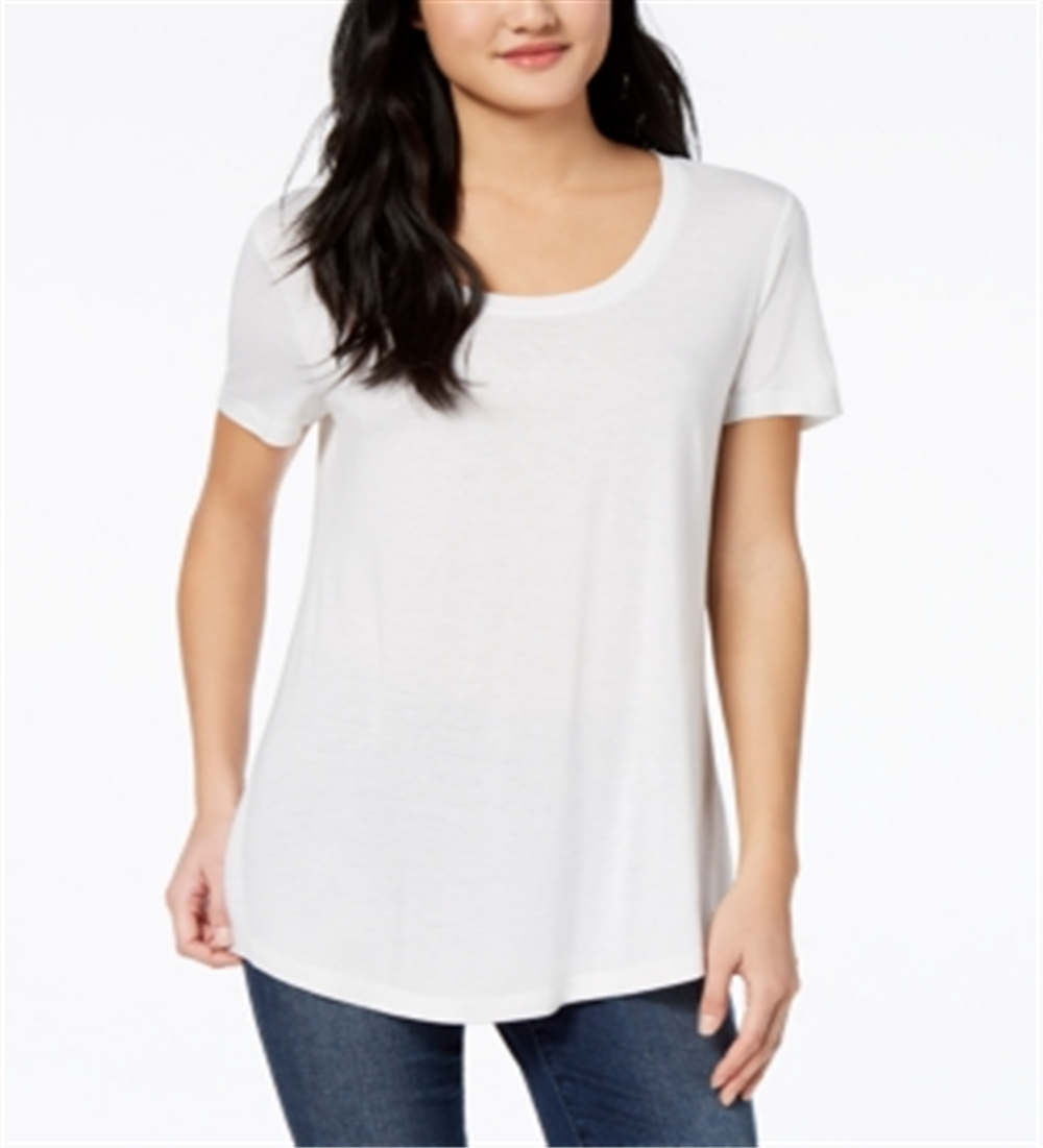 Camiseta feminina de manga curta e gola redonda Maison Jules, branca, tamanho XS