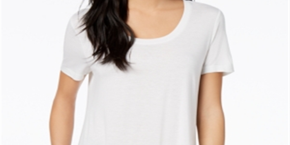 Camiseta feminina de manga curta e gola redonda Maison Jules, branca, tamanho XS