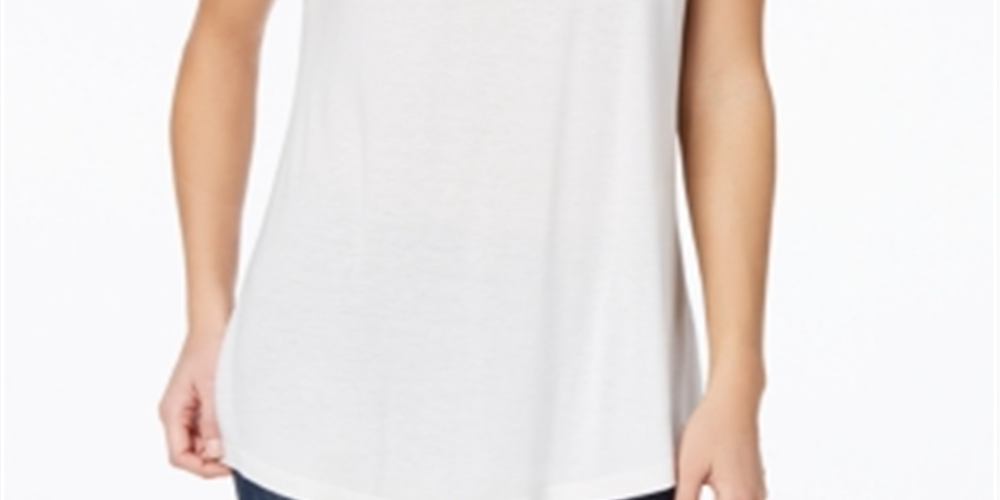 Camiseta feminina de manga curta e gola redonda Maison Jules, branca, tamanho XS