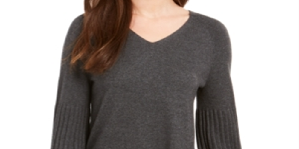 Suéter túnica feminino com manga bispo Style &amp; Co, cinza, tamanho 2XL