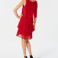 Vestido de festa feminino SL Fashions, sem mangas, com decote redondo e acima do joelho, estilo flare, vermelho, tamanho 18
