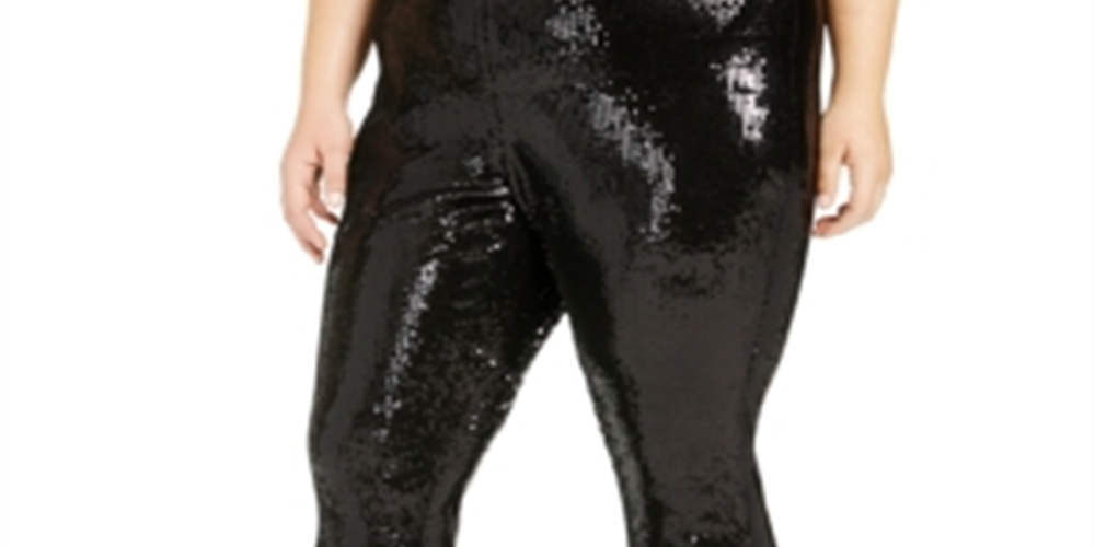Calça feminina plus size com lantejoulas da INC International Concepts, preta, tamanho 3X
