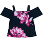 Blusa feminina floral ombro a ombro, preta, tamanho pequeno, da INC International Concepts