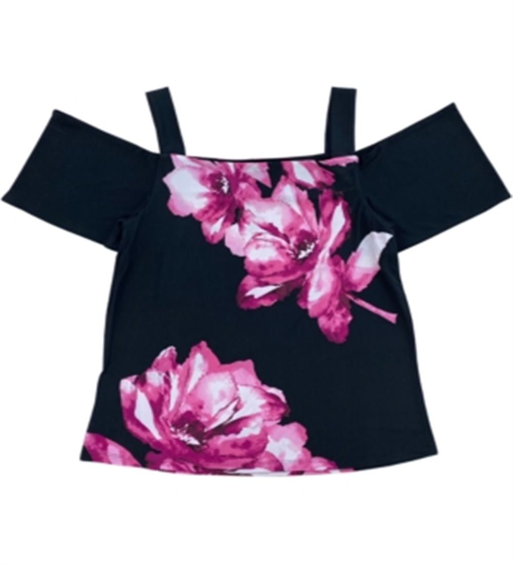 Blusa feminina floral ombro a ombro, preta, tamanho pequeno, da INC International Concepts