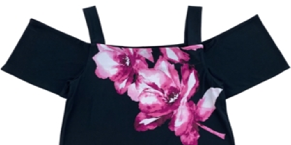 Blusa feminina floral ombro a ombro, preta, tamanho pequeno, da INC International Concepts