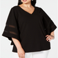 Top Alfani Feminino Plus Mesh Inset Preto Tamanho 1X