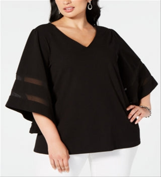 Top Alfani Feminino Plus Mesh Inset Preto Tamanho 1X