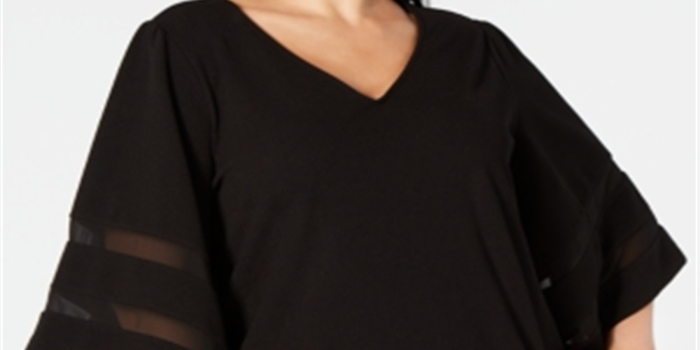 Top Alfani Feminino Plus Mesh Inset Preto Tamanho 1X