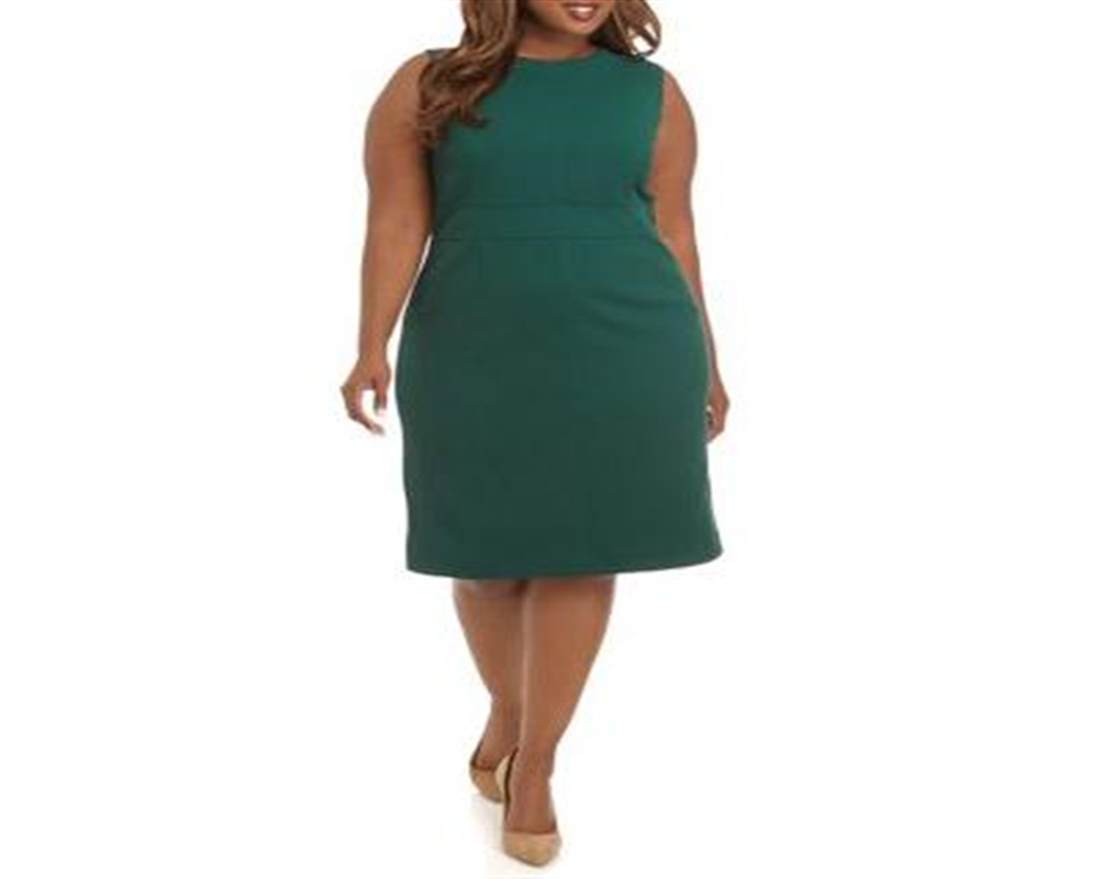 Vestido tubinho com decote em V e manga comprida Nine West Feminino, tamanho 16W, verde