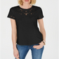 Camiseta feminina de algodão com recorte Charter Club, preta, tamanho X-S