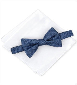 Gravata borboleta quadrada de bolso de cetim Shubert masculina Alfani azul tamanho regular