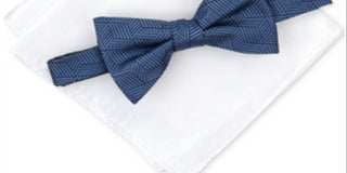 Gravata borboleta quadrada de bolso de cetim Shubert masculina Alfani azul tamanho regular