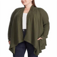 Cardigan de malha waffle de algodão plus size Ralph Lauren feminino, verde, tamanho 2X