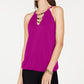 Blusa feminina com decote halter e corrente frontal em círculo neon da INC International Concepts, rosa, tamanho médio