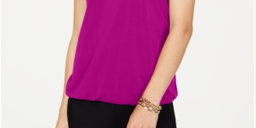 Blusa feminina com decote halter e corrente frontal em círculo neon da INC International Concepts, rosa, tamanho médio