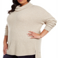 Suéter túnica feminino plus size com nervuras mistas e gola alta, estilo &amp; co, marrom, tamanho 3X