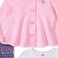 Conjunto infantil Headquarters para meninas, 3 peças, jaqueta de lã, top e leggings estampados, rosa, tamanho 3T