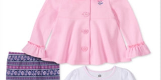 Conjunto infantil Headquarters para meninas, 3 peças, jaqueta de lã, top e leggings estampados, rosa, tamanho 3T