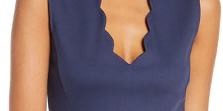 Vestido curto feminino French Connection Lula Scalloped Edge, azul, tamanho 10