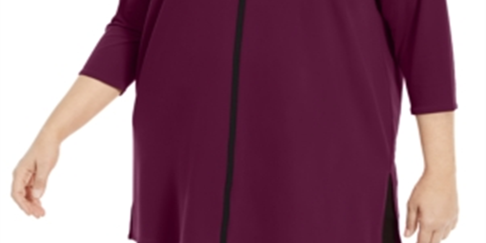 Túnica Alfani Feminina Listrada Contrastante Vinho Tamanho 3X