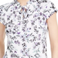 Blusa feminina Karl Lagerfeld com estampa floral e manga curta, branca, tamanho XXS