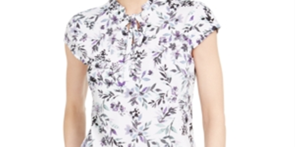 Blusa feminina Karl Lagerfeld com estampa floral e manga curta, branca, tamanho XXS