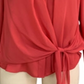 Blusa feminina Alfani com amarração frontal e manga comprida e botões, vermelha, tamanho grande
