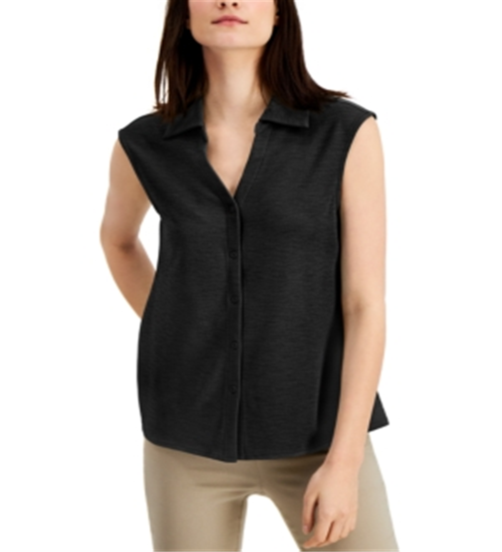 Blusa feminina sem mangas Alfani preta tamanho grande