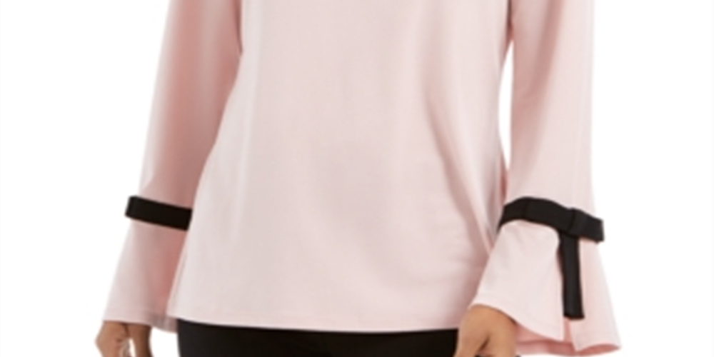 Suéter feminino Charter Club com detalhe de gravata rosa tamanho pequeno