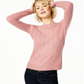 Suéter de cashmere tricotado com tranças feminino Charter Club, rosa, tamanho pequeno P/M