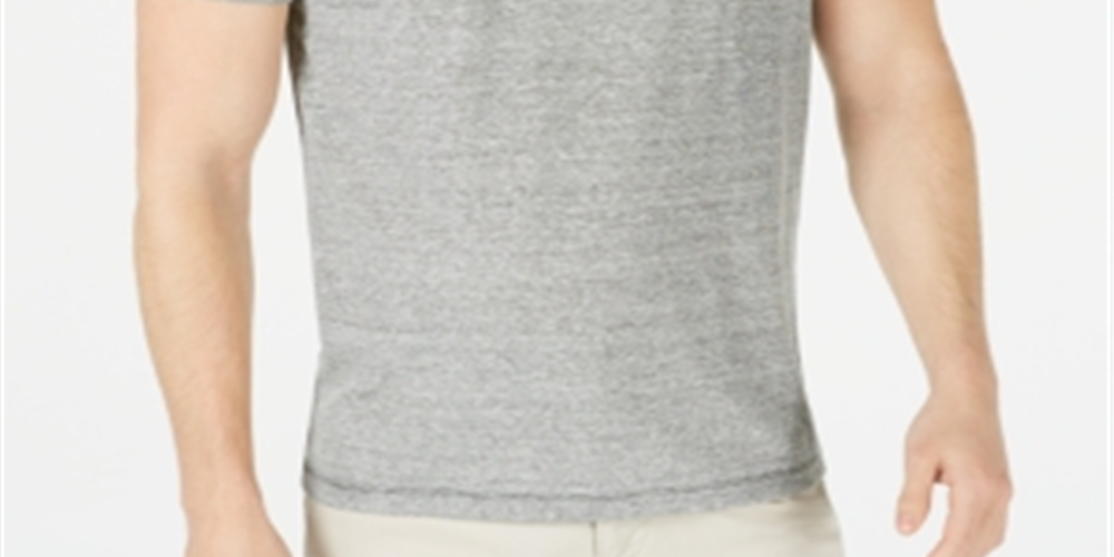 Camisa polo masculina Alfani Regular Fit com listras de ponta a ponta e mistura de linho, cinza, tamanho médio