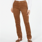 Calça de veludo cotelê feminina Lexington com perna reta, marrom, tamanho 12, pequena