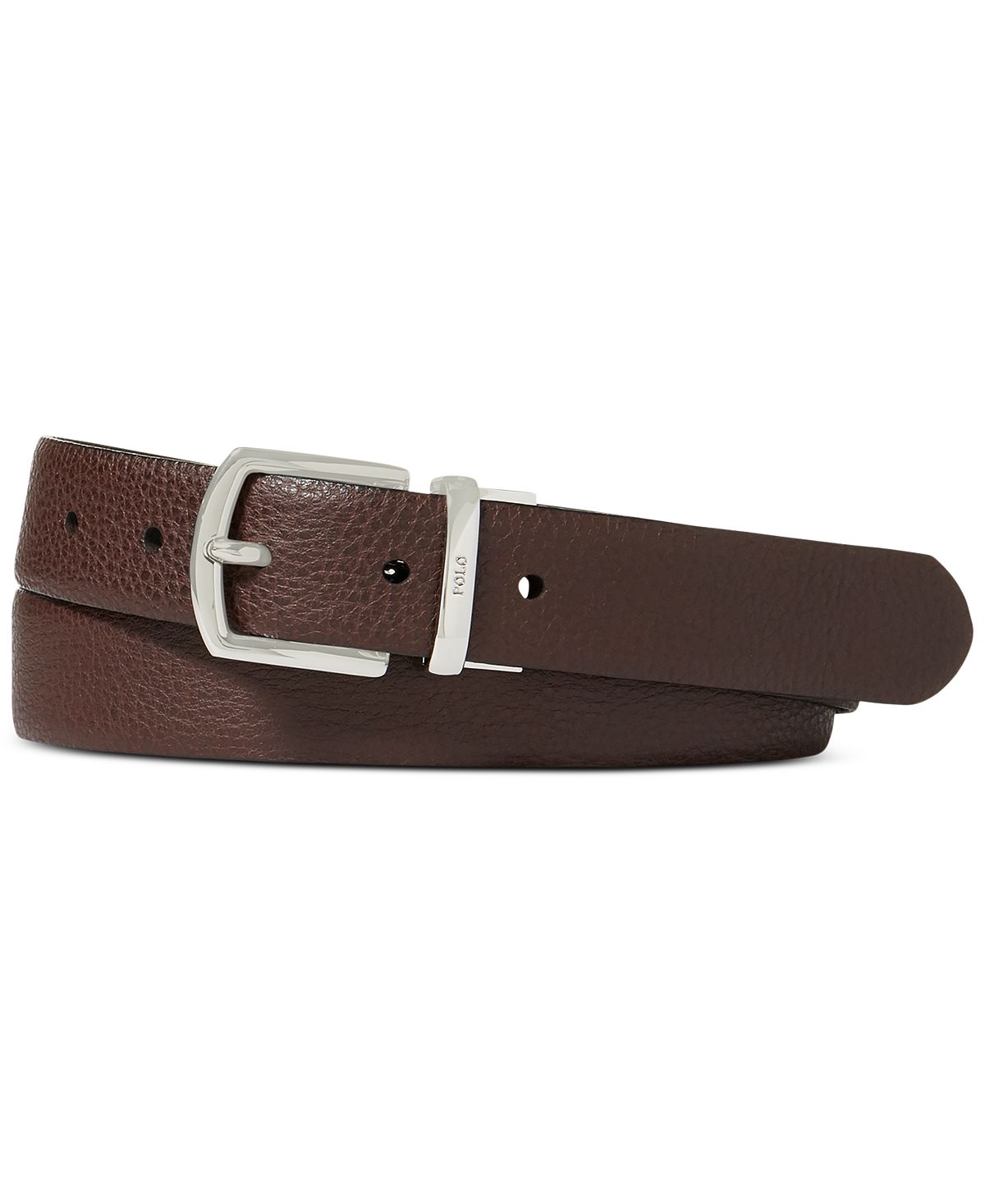 Cinto reversível de couro Pebble masculino Polo Ralph Lauren, marrom, tamanho 32