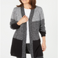 Karen Scott Petite Cardigan Colorblocked Preto Tamanho Petite G