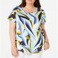 Camiseta estampada feminina JM Collection azul tamanho -0X