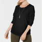 Blusa feminina com decote redondo, preta, tamanho pequeno M, da Style &amp; Co