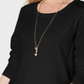 Blusa feminina com decote redondo, preta, tamanho pequeno M, da Style &amp; Co