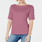 Blusa feminina Karen Scott de algodão com mangas e cadarço, rosa, tamanho P