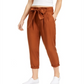 Calça feminina Indigo Rein de cintura super alta com punho Paperbag, marrom, tamanho X-G