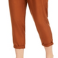 Calça feminina Indigo Rein de cintura super alta com punho Paperbag, marrom, tamanho X-G