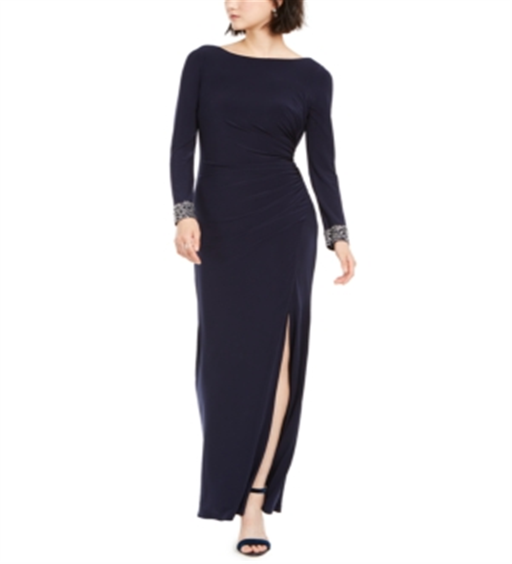 Vestido longo tubinho feminino Vince Camuto manga comprida azul tamanho 14
