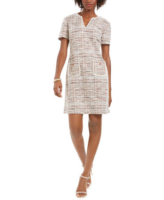 Connected Women's Tweed Pocket Detail Dress Beige Size 16