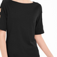 Blusa feminina Karen Scott de algodão com mangas recortadas, preta, tamanho pequeno